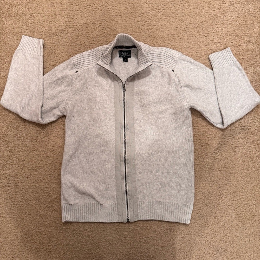 Retrofit Light Gray Men's Zip-Up Sweater Size Large